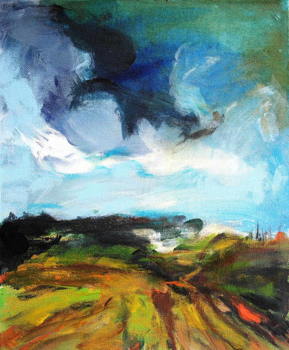 Tarla ve bulutlu yol