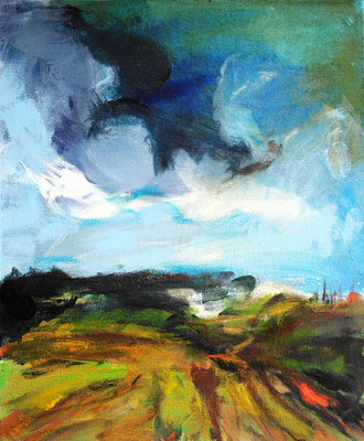 Tarla ve bulutlu yol